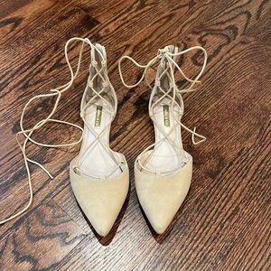 Louise et cie lace up ballet flat size 8.5 in beige